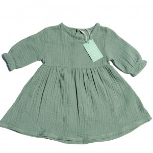 Organic Cotton  Forest Muslin Buttoned Dress