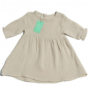 Organic Cotton  Eggshell Muslin Buttoned Dress
