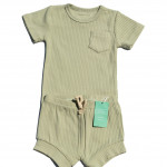 Organic Cotton Seafoam Ribbed Shorts set