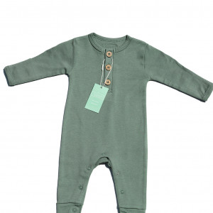 Organic Cotton Moss Buttoned Romper