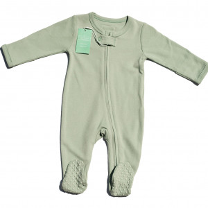 Organic Cotton Sage Zipped Romper