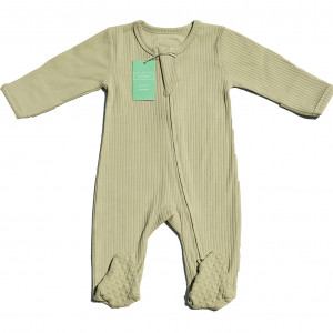 Organic Cotton Seafoam Ribbed zipped Romper