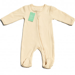 Organic Cotton Sand Ribbed zipped Romper