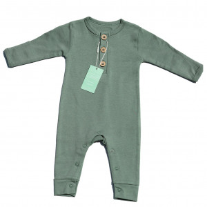 Organic Cotton Moss Buttoned Romper