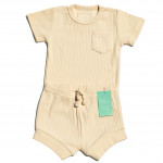 Organic Cotton Sand Ribbed Shorts set